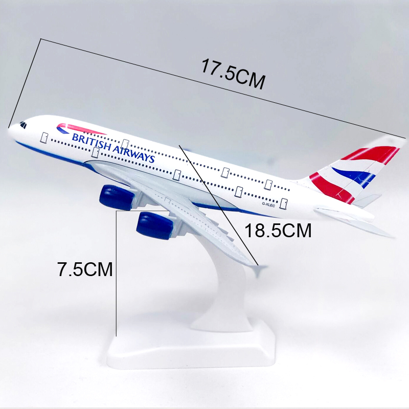 Miniatur Diecast Pesawat Airbus 380 A380 Bahan Alloy 20CM Untuk Koleksihadiah