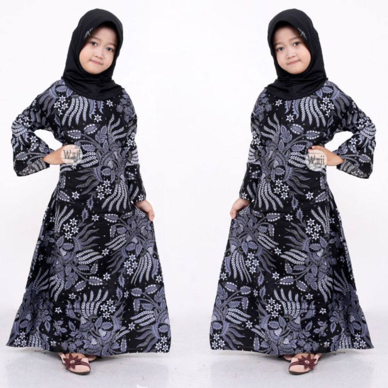 PROMO BATIK COUPLE KELUARGA SARIMBIT sania ruffle batik ori ndoro jowi motif MANGGAR ABU-GAMIS ANAK