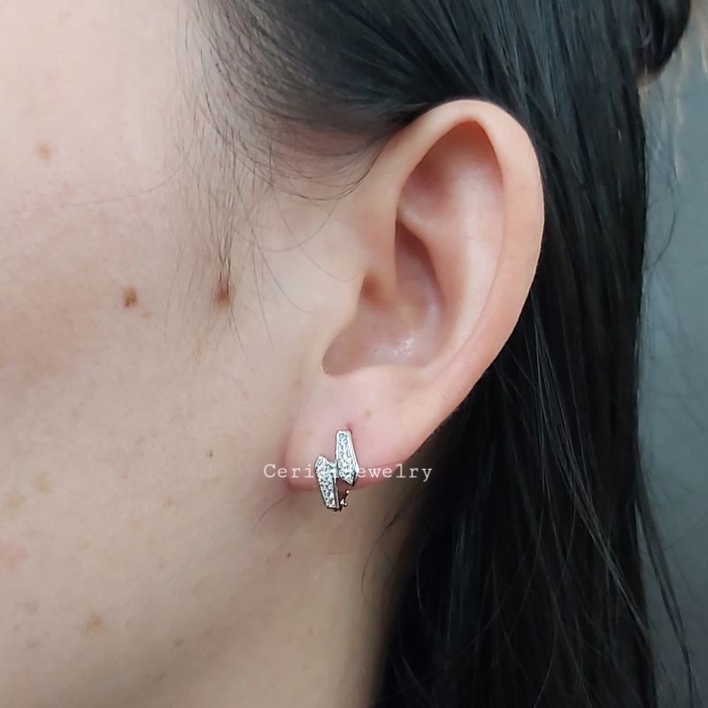 Anting Perak Asli Silver 925 Lapis Emas Model Zigzag _ Perhiasan Perak