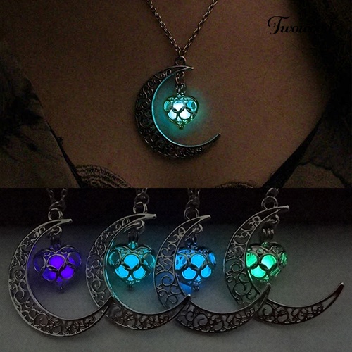 Kalung Rantai Dengan Liontin Bentuk Bulan Warna Turquoise Untuk Hadiah Halloween