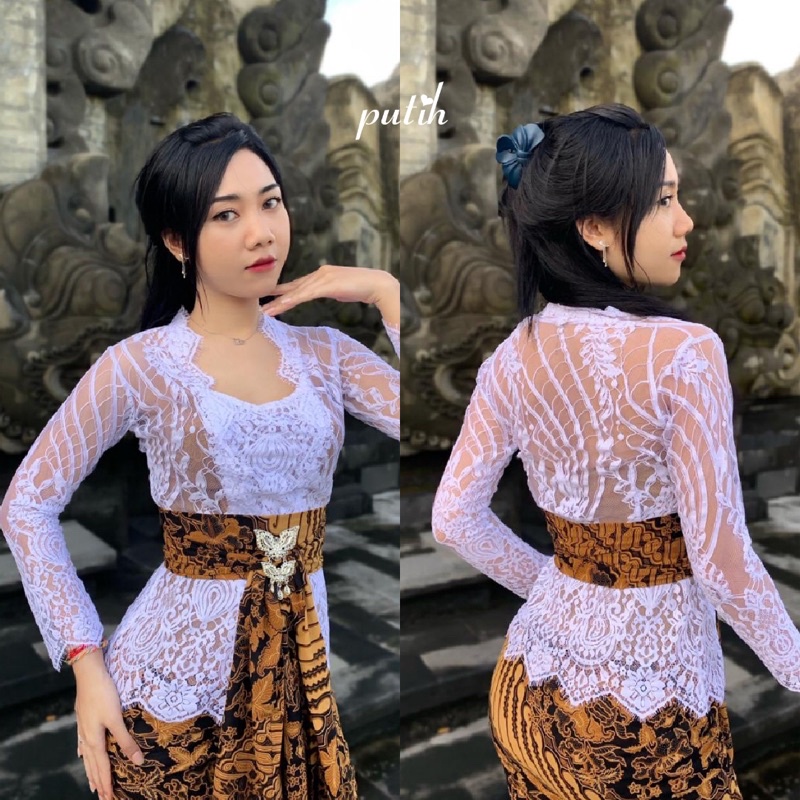 KEBAYA BALI JADI BROKAT SEMI PRANCIS PREMIUM SPECIAL WARNA PUTIH