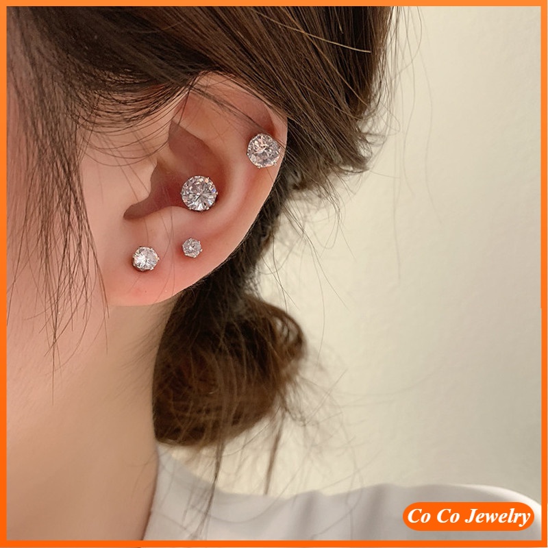 Anting Stud Magnetik Tanpa Tindik Bahan Besi Gaya Korea Untuk Wanita