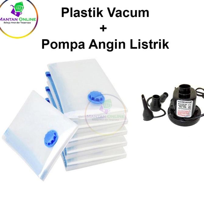 Paket Vacuum Bag Travel + Pompa Angin Listrik/ Plastik Vacum Baju
