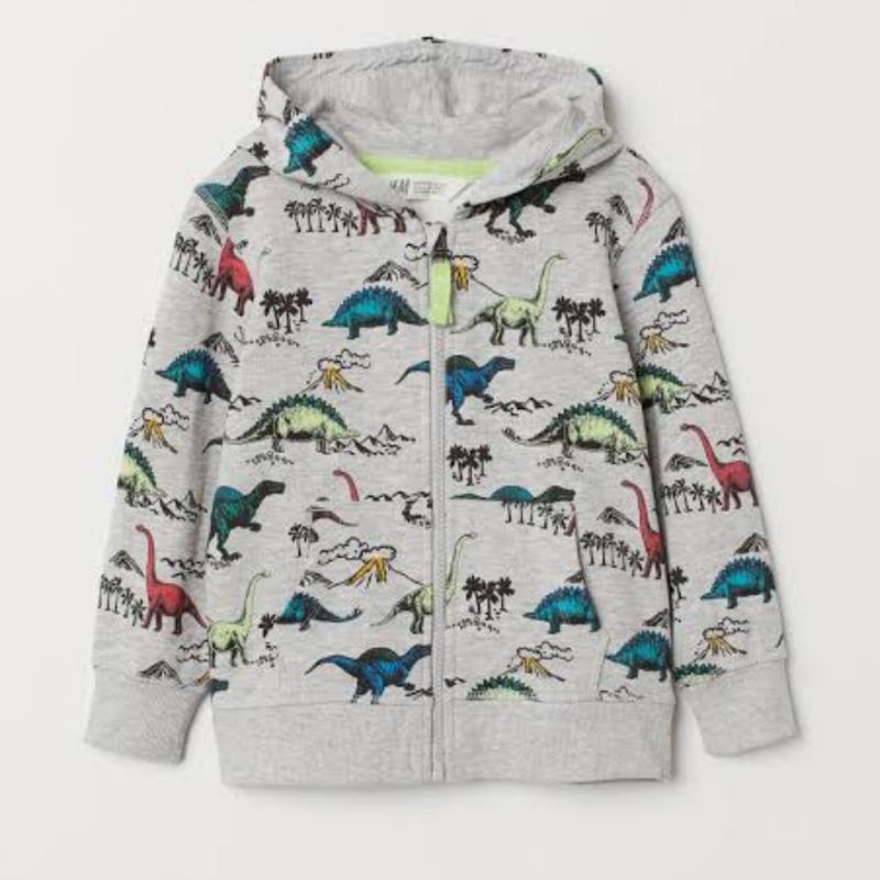 PRELOVED ❤ H&M Kids Original Zip Hoodie Jaket Anak Dinosaurus Size 98/104 (2-4 th)