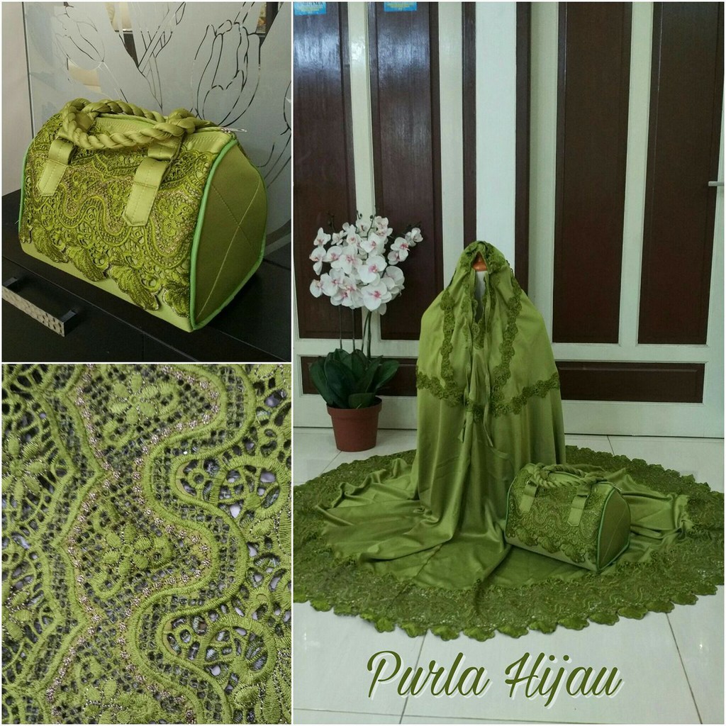 Mukena Sutra Bordir Purla Putih, Mukena Terbaru