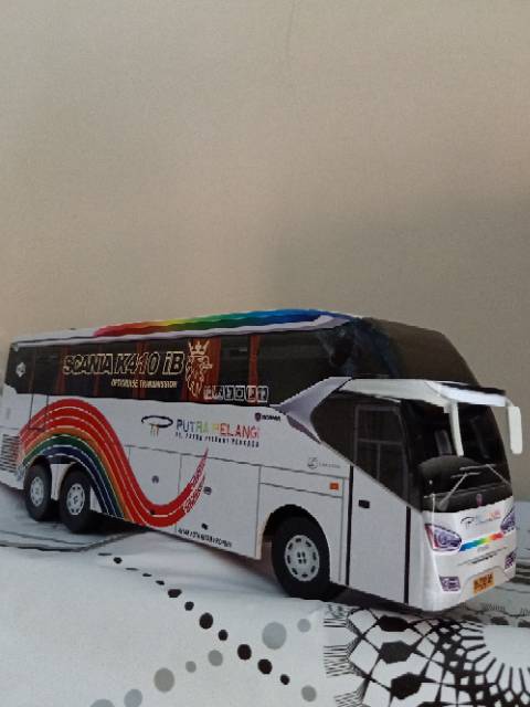 miniatur Bus bis / mainan bus bis Putra pelangi Double deker