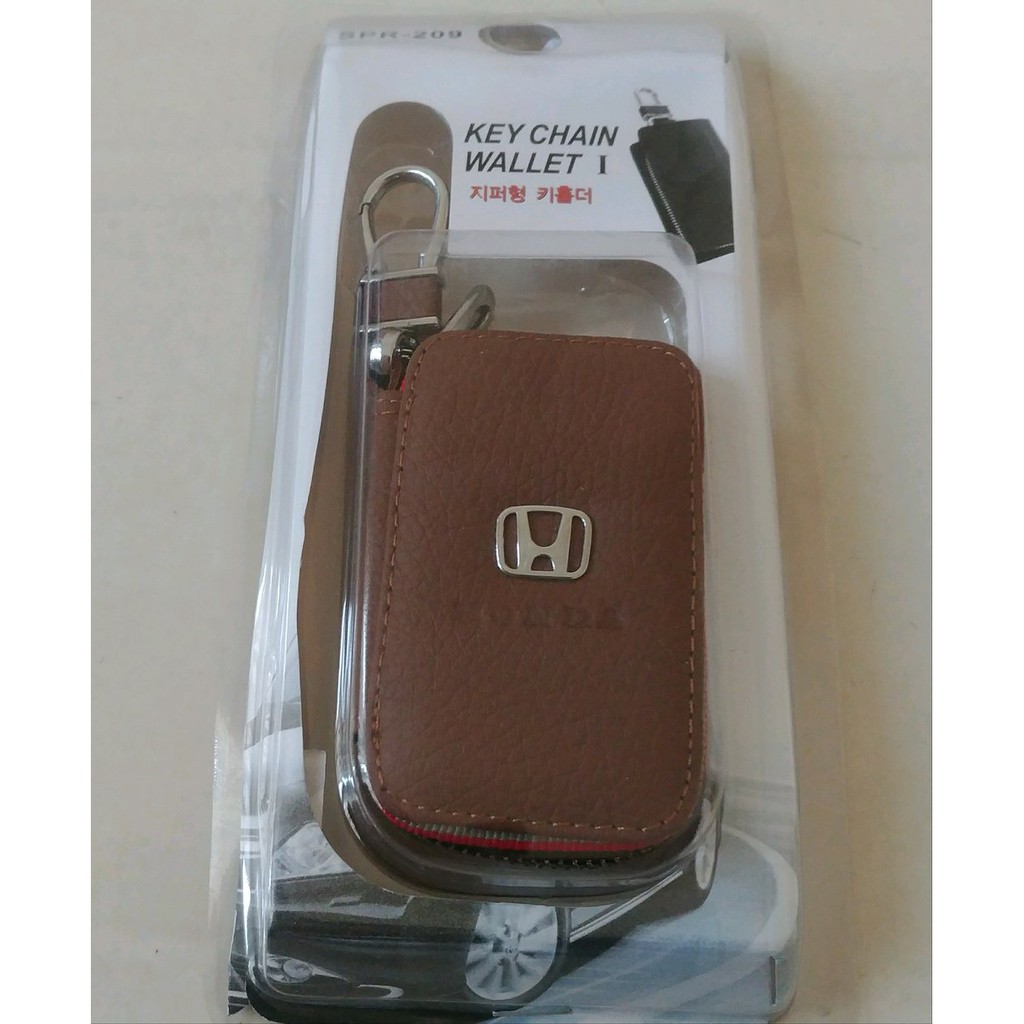 Dompet KULIT STNK + Gantungan kunci REMOTE MOBIL MOTOR honda warna cream