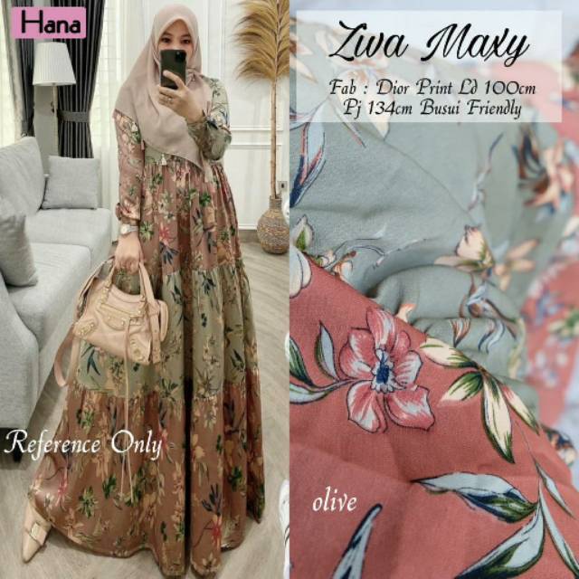 Ziva maxy dress gamis motif bunga by Hana