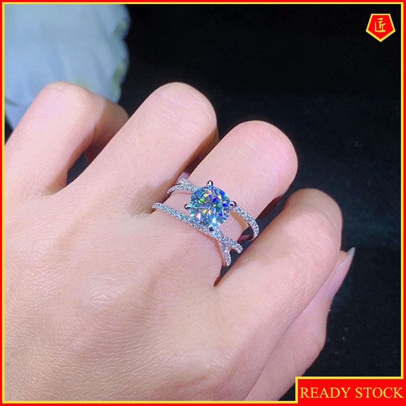 Fashion Inlaid Diamond Ring Plated Pt950 Ring