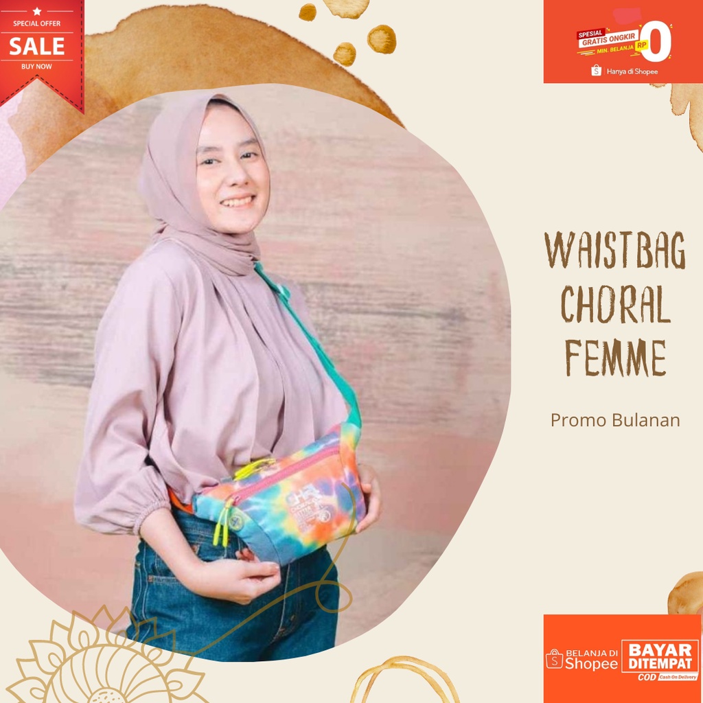 TAS RANSEL MODEL TERBARU - Lulu Waistbag Choral Femme Tas Waistbag Wanita Fashionable Weistbag[J1T0]