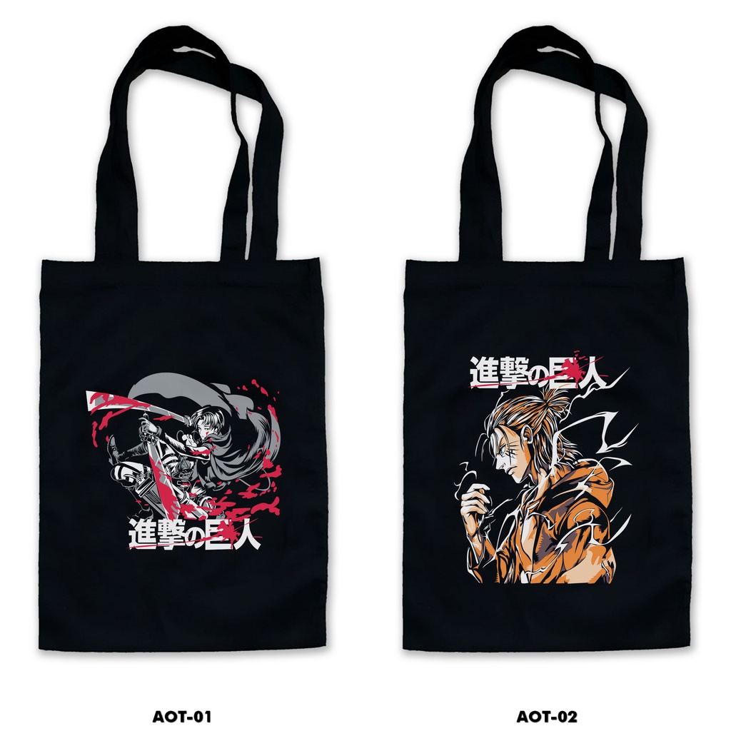 TOTE BAG HITAM - ATTACK ON TITAN /ANIME /MANGA