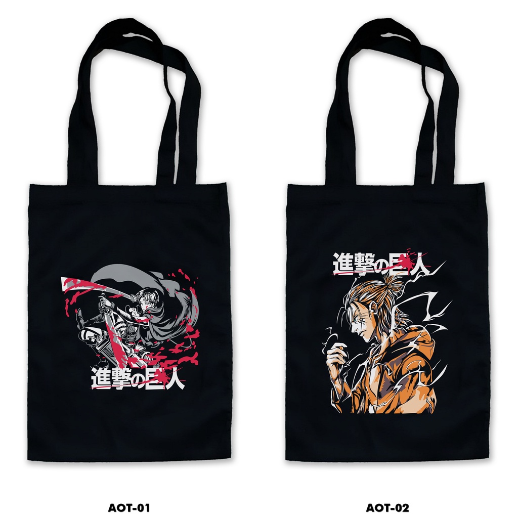 TOTE BAG HITAM - ATTACK ON TITAN /ANIME /MANGA