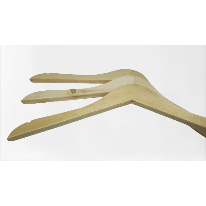 HANGER KAYU / WOOD HANGER DEWASA WARNA NATURAL GRADE A GRADE B DENGAN HOOK DAN TANPA HOOK