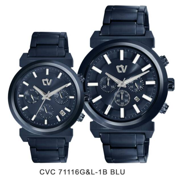 Jam Tangan Couple Christ Verra 71116G-1B / 71116L-1B Blue ORIGINAL