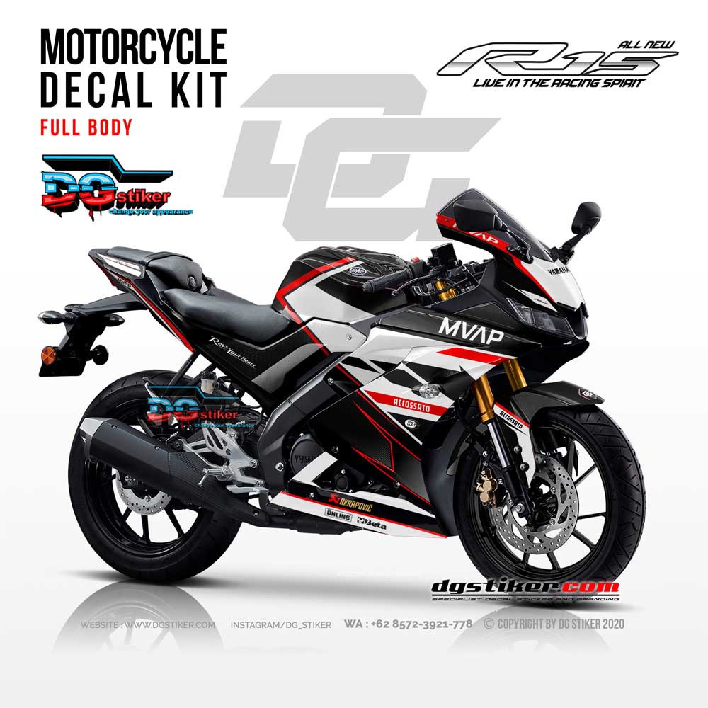 Decal Striping R15 V3 Hitam Racing Strip