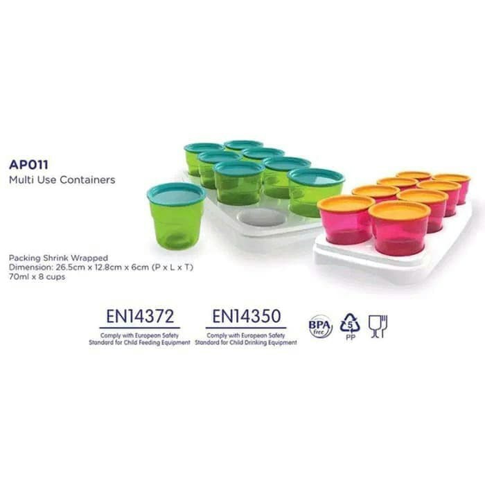 Baby Safe Multi Use Containers AP011 - Wadah Penyimpanan [70ml isi 8]