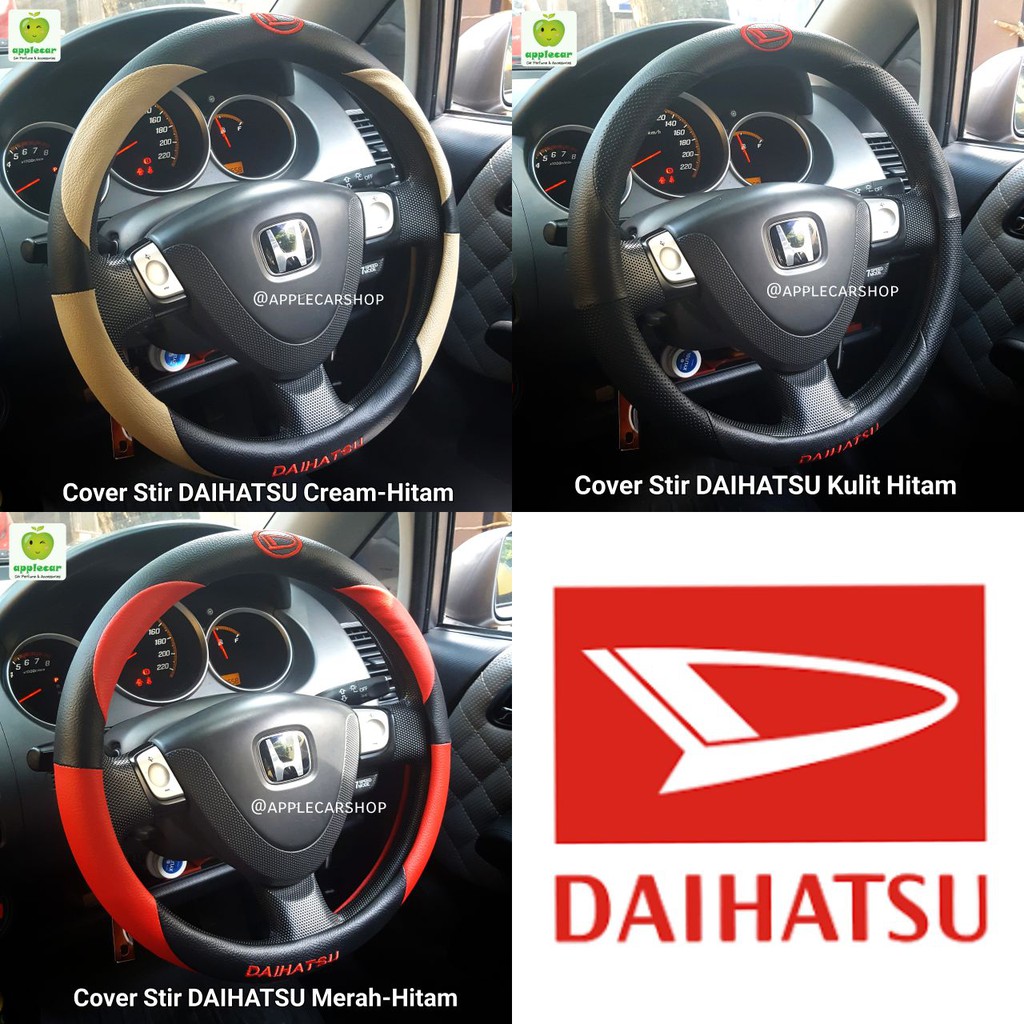 Cover Stir Kulit / Sarung Setir Mobil Logo Daihatsu