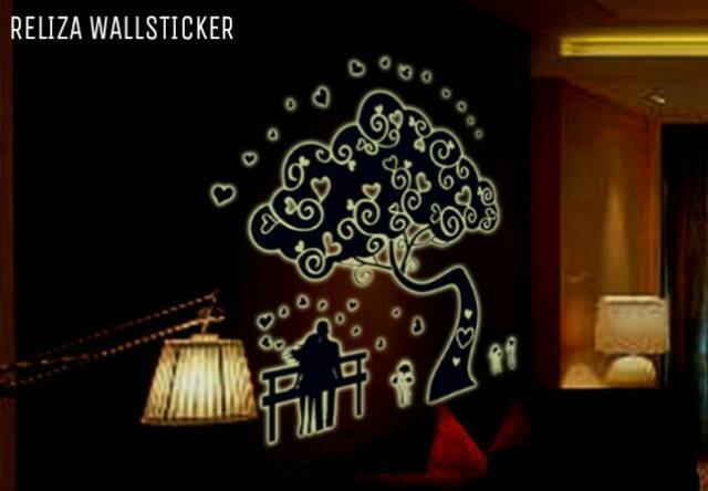 RELIZA Wall Sticker / Stiker Dinding 60X90 POHON GLOW IN THE DARK  LOVE TREE ABQ9610