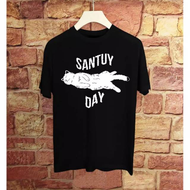 Fourfashion - Kaos Pria Kaos Distro SANTUY DAY Black FN117