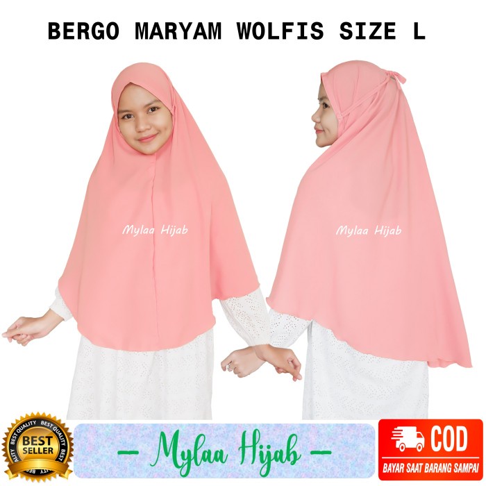 Mylaa hijab bergo maryam instan bahan wolfis premium grade A size L - TULIS WARNA