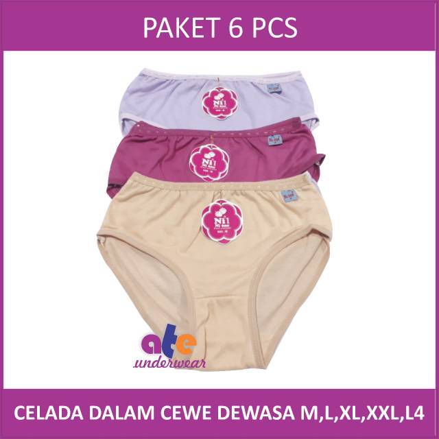 AT67-(Paket 6 pcs) celana dalam Wanita Polos Esse/Nione