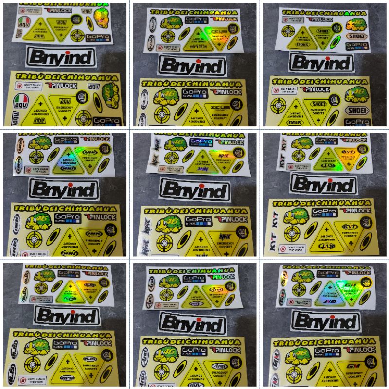 STICKER VISOR MERK HELM 1 SET PRINCUT