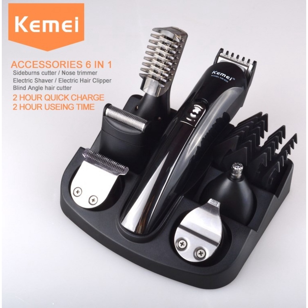 Alat Cukur Elektrik Lengkap Set 6 in 1 Hair Trimmer Shaver Recharge