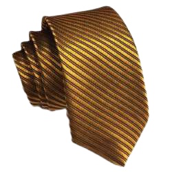 Dasi Pria Slimfit Kain Satin Motif Salur  Warna Kuning / Gold Model Terbaru Tyron