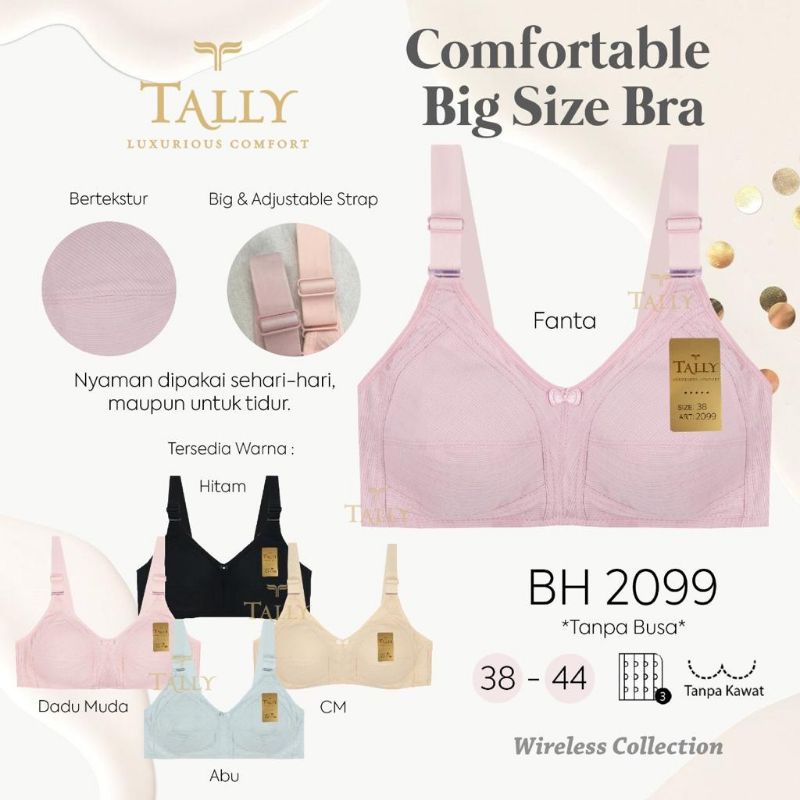 Bra bh Tally 2099 big size tanpa busa tanpa kawat ukuran 38-44