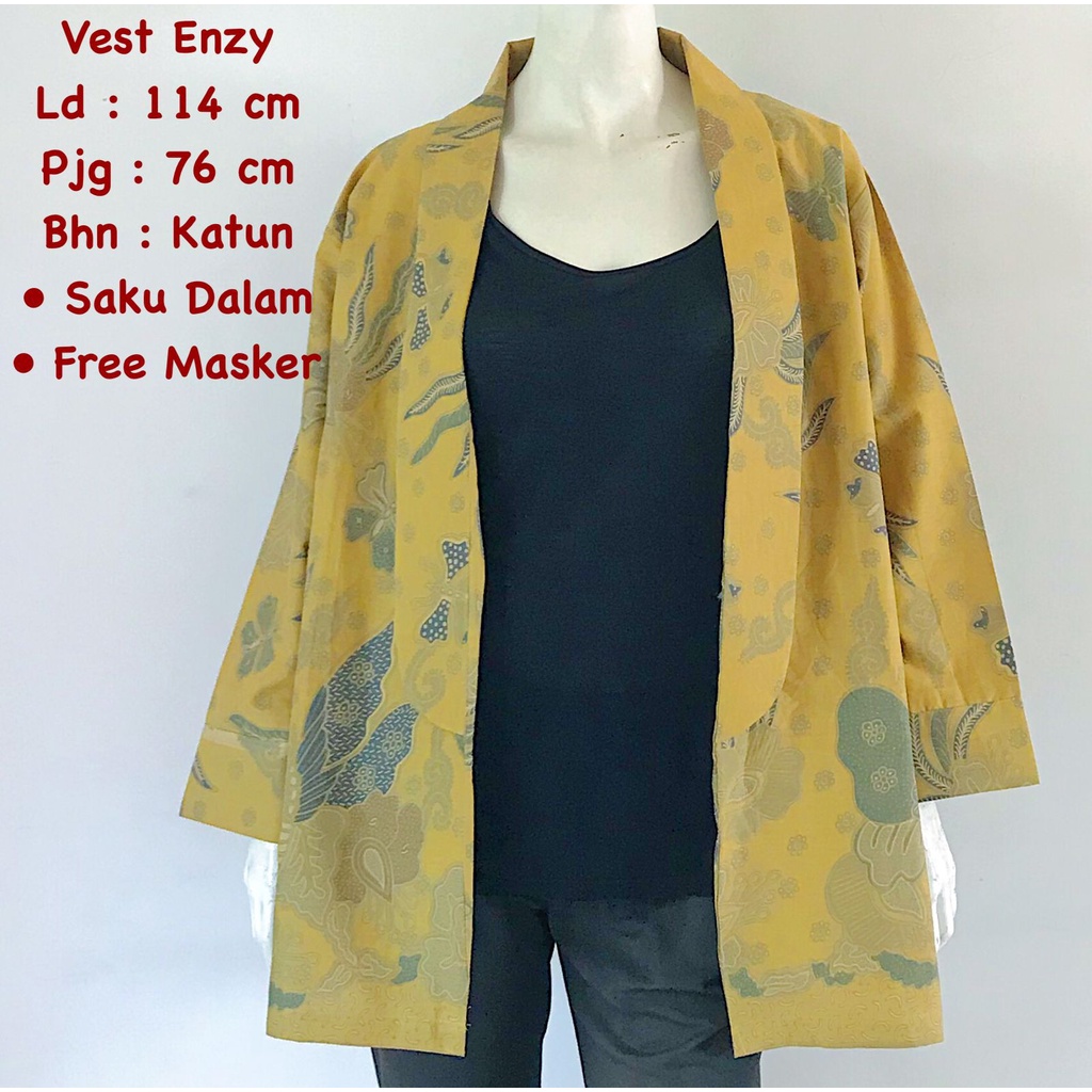 Vest enzy #2 batik solo atasan kerja outer wanita bolero batik