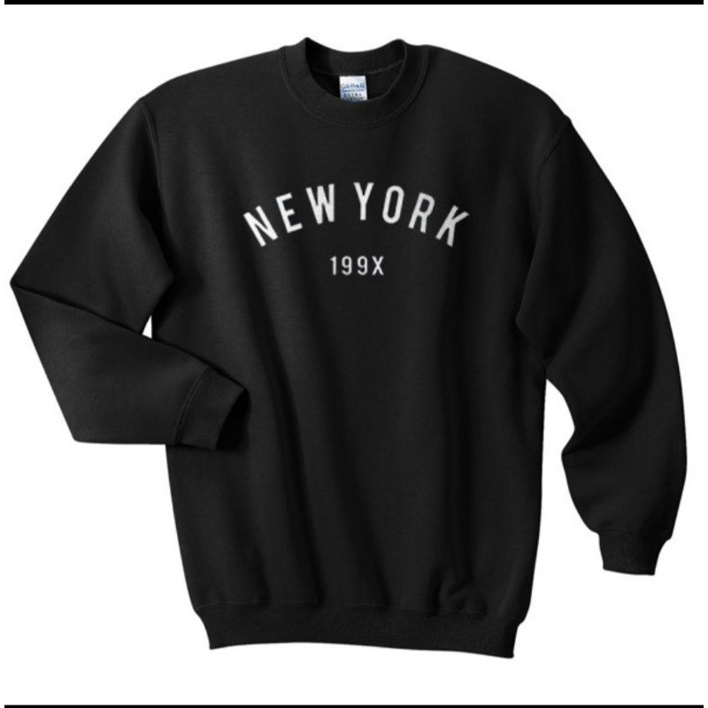 Sweater Crewneck New York 199x - Allsize -  Bahan Fleece - Wanita Dan Pria