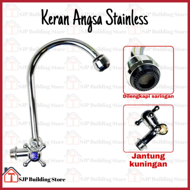 Kran Angsa Stainless 1/2 inch Baling Engkol Kran Cuci Piring Keran Air Sink Stainless Stanlis Dapur Grosir
