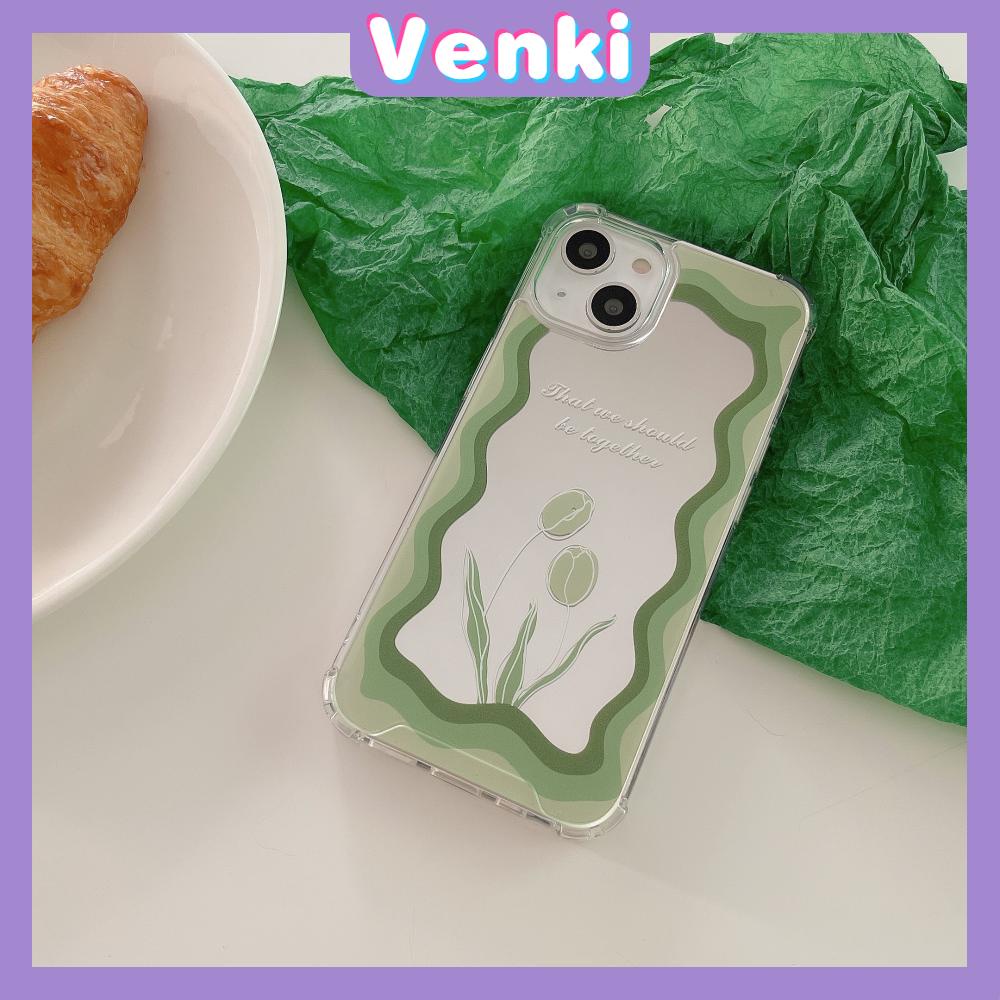 iPhone Case Acrylic HD Makeup Mirror Airbag Shockproof Protection Camera Green Tulip Flowers Compatible For iPhone 11 iPhone 13 Pro Max iPhone 12 Pro Max iPhone 7 Plus iPhone xr