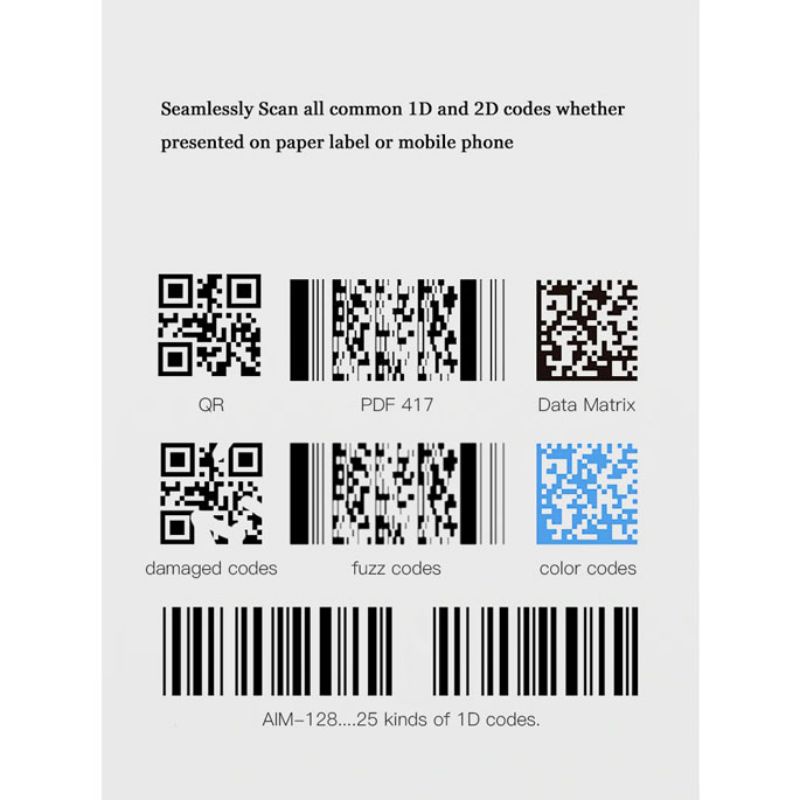 YK&amp;SCAN USB Barcode Scanner 2D QR 1D - HS26 - Black