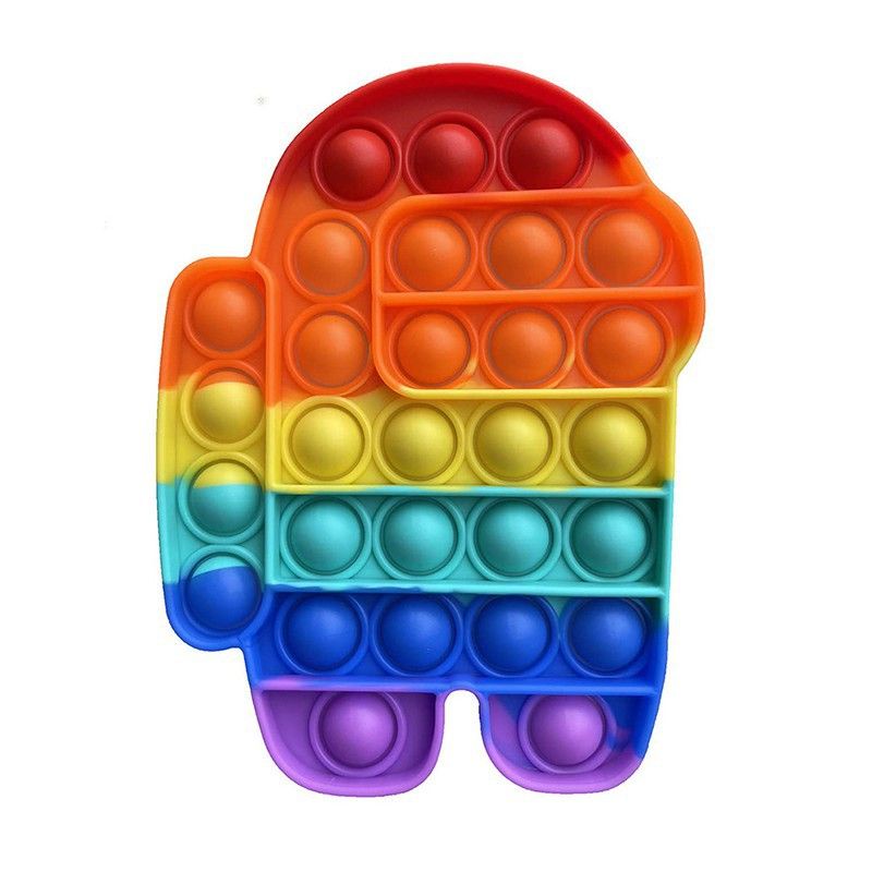 POP IT New fidget push Pop Its Fidget Toy Push Bubble Stress Relief kids pop it tiktok-AMONG US RAINBOW