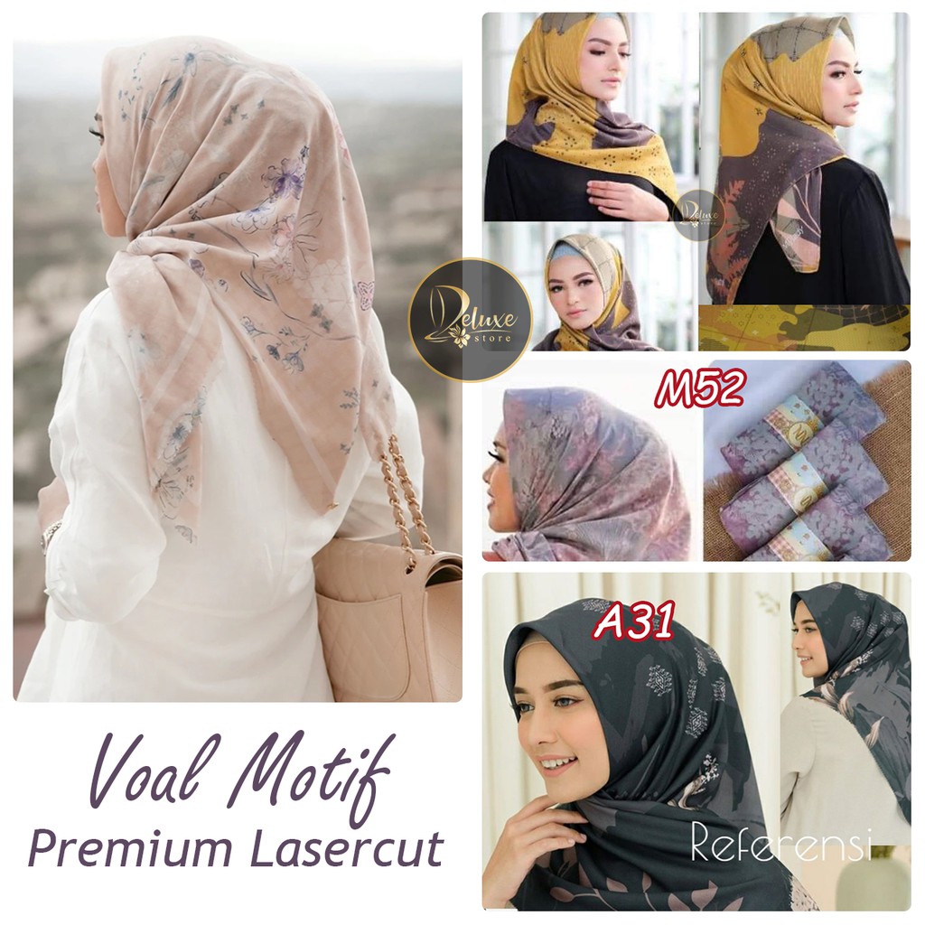 New Jilbab Voal Motif Art Premium Square Lasercut Kerudung Segi Empat Motif Hijab Grosir Murah Shopee Indonesia