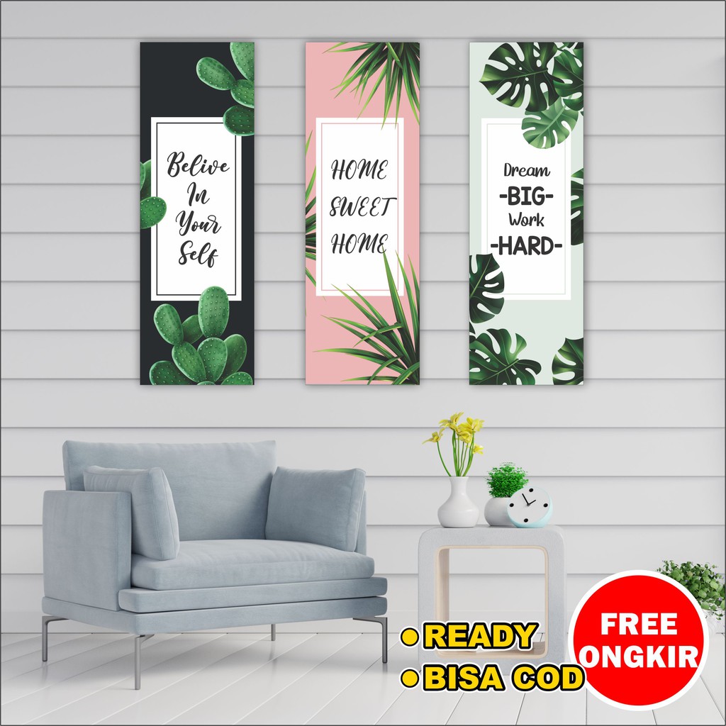 Dekorasi ruang tamu aesthetic monstera tumbuhan tanaman quotes motivasi poster kata pajangan hiasan