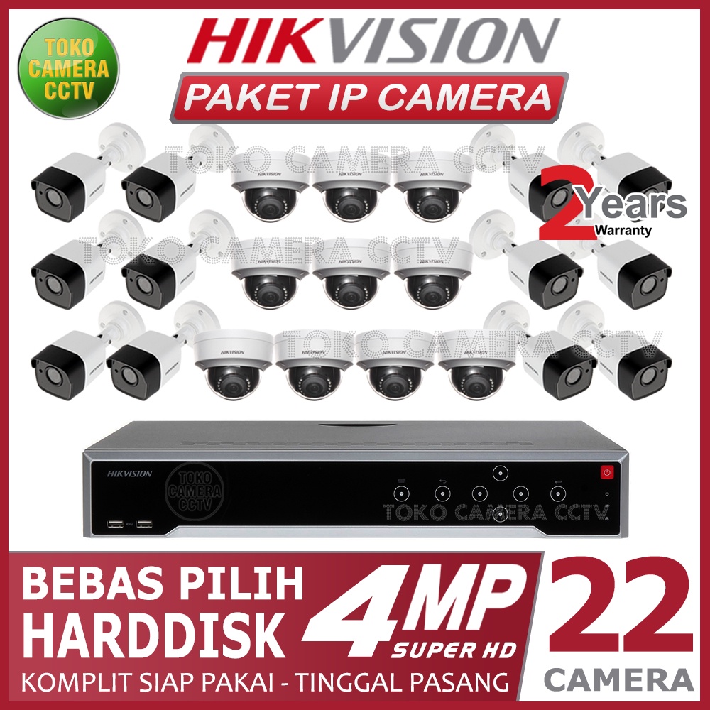 PAKET IP CAMERA HIKVISION 4MP 32 CHANNEL 22 KAMERA