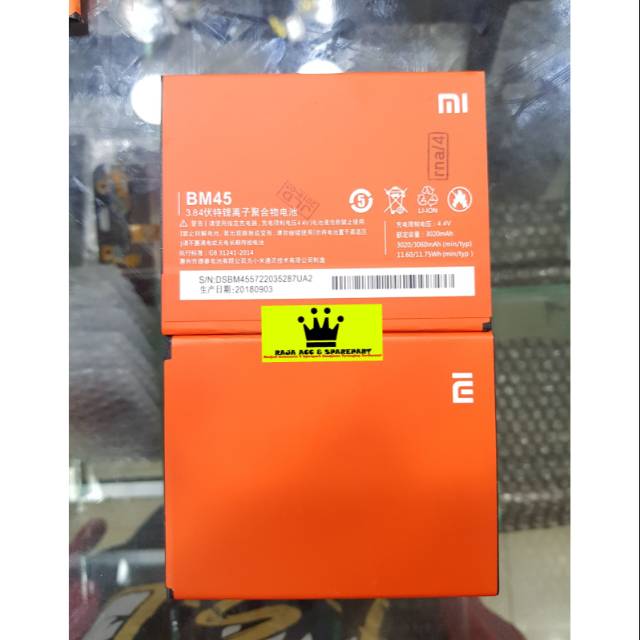 BATERAI XIAOMI BM45 BM 45 XIAOMI REDMI NOTE 2 ORI 100%