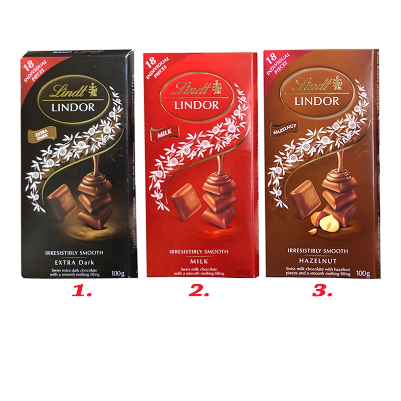 Lindt Lindor 100gr Irresitibly Smooth Extra Dark Milk Hazelnut Coklat Kacang Hazel Nut Lind Lidnt Chocolate Import