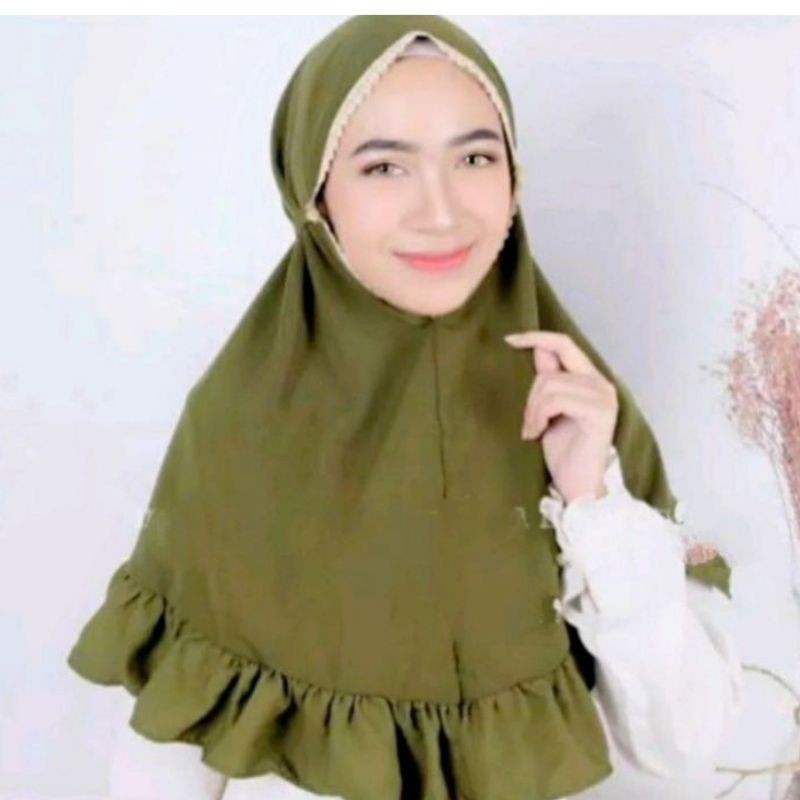 jilbab bergo maryam rempel ruffle renda alhijaab