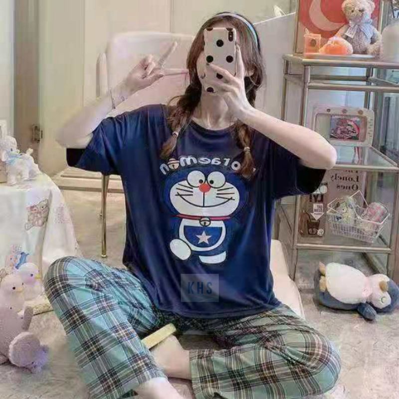 Baju Tidur Spandek Cp Celana Panjang Tie dye Daily set Pajamas Motif Impor Korea Piyama Setelan KHS-2