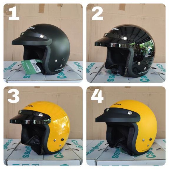 ONGKIR 1KG Helm CF Cargloss Bogo Retro Chips Japstyle Cafe Racer Classic Vespa CB Half Face