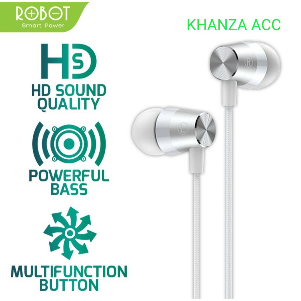 KHANZAACC Earphone ROBOT RE101S Stereo Original Bergaransi Resmi