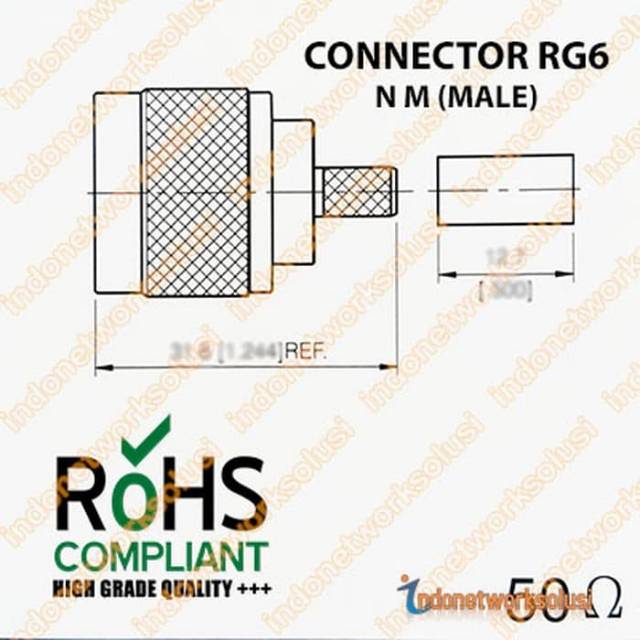 KONEKTOR CONNECTOR RG6 N Male (95% Copper-Tembaga) HIGH GRADE+++