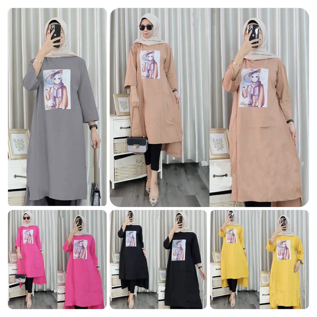 LONG TUNIK FITRI FASHION PAKAIAN WANITA ATASAN DRESS TUNIK BABYTERRY MR