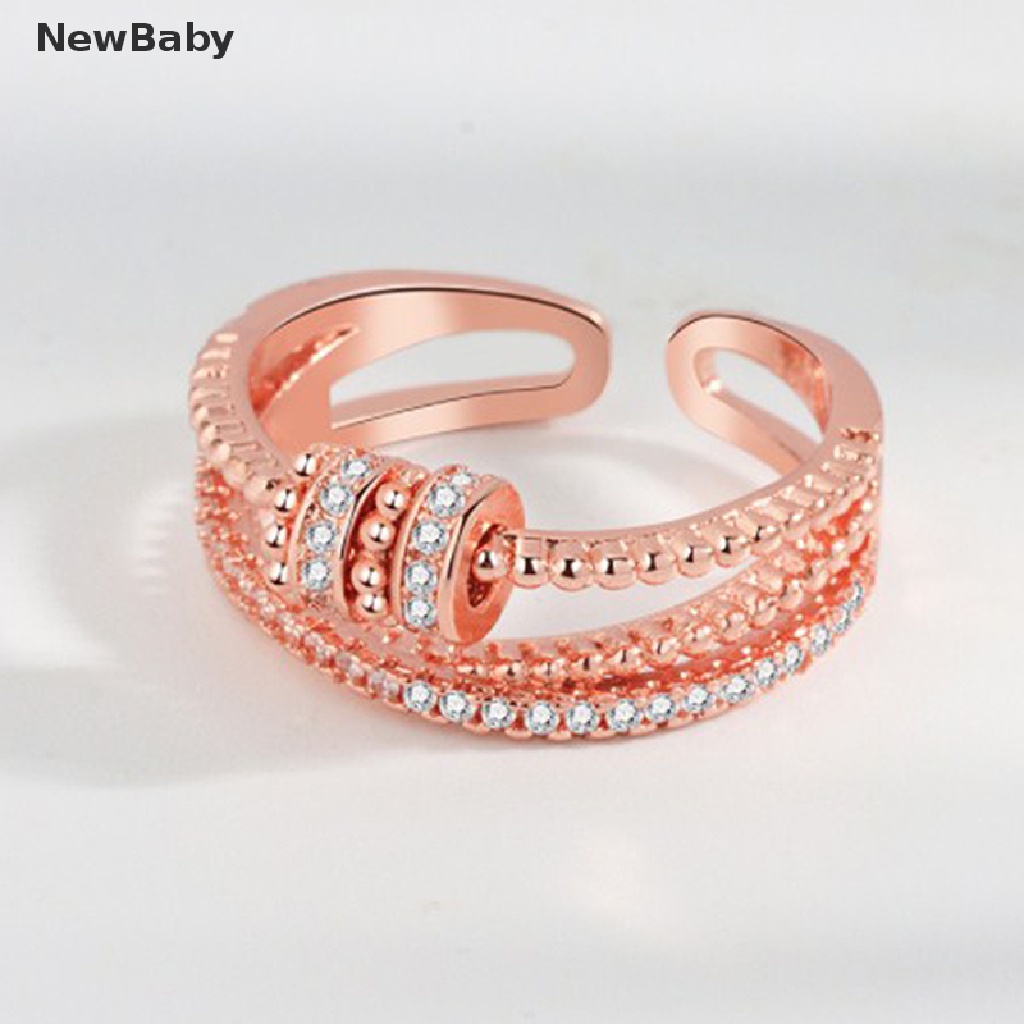 Cincin Model Terbuka Desain Simpul Ganda Warna Silvergold Hias Cubic Zircon Gaya Mewah Untuk Wanita