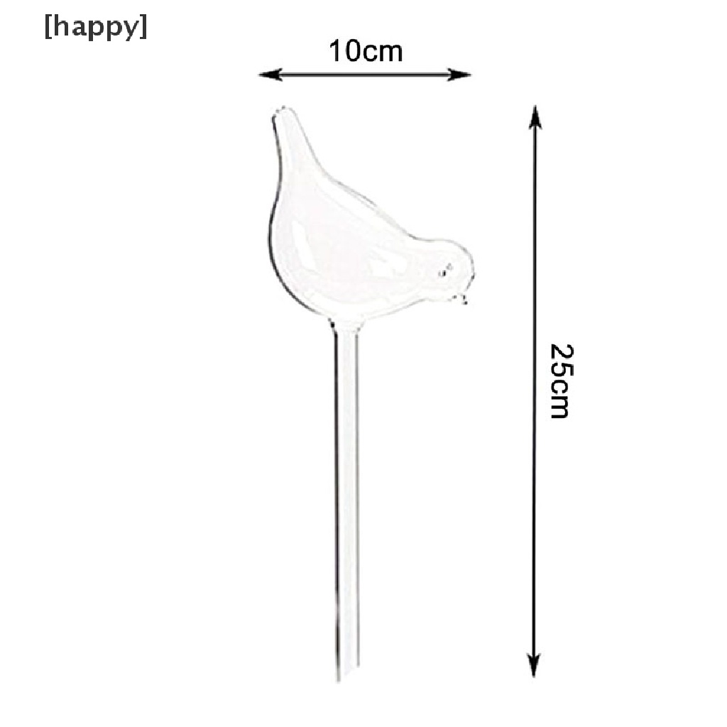 HA Plant Waterer Self Watering Globes, Bird Shape Hand Blown Clear Aqua Bulbs ID