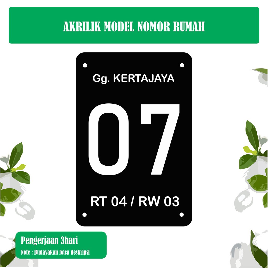 

NOMOR RUMAH ACRYLIC 20x30cm PEN IKLAN LASER CUTTING