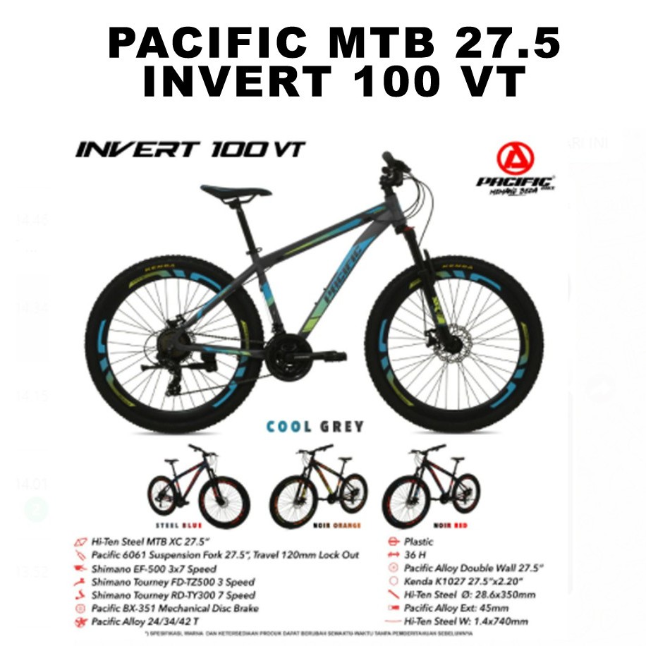 Mutiara Sepeda - SEPEDA MTB 27.5 INCH PACIFIC INVERT 100 VT